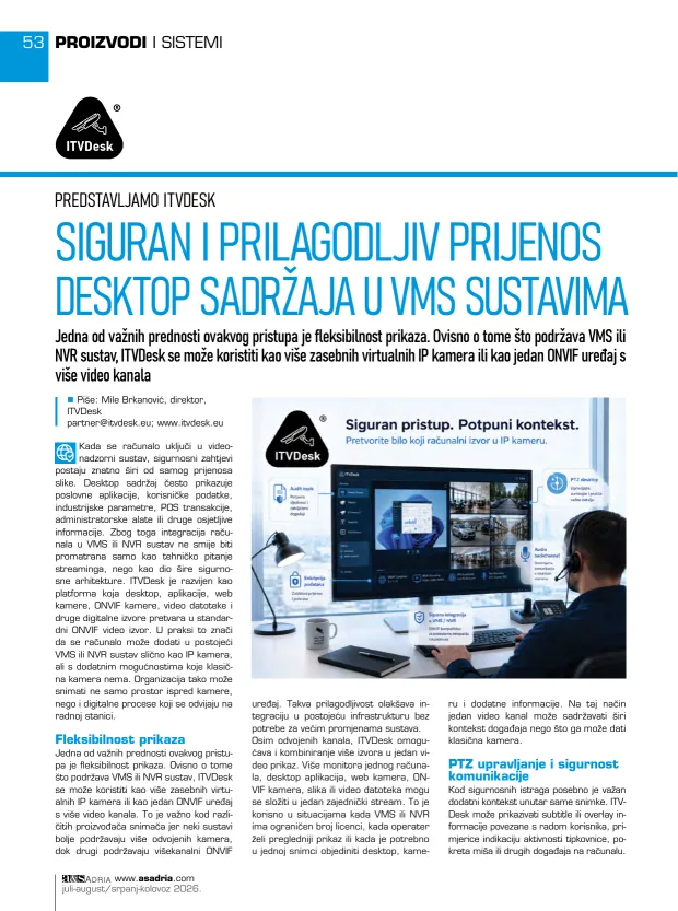 First page of the ITVDesk article in the July-August 2026 print edition of a&s Adria Magazine