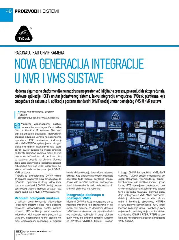 First page of the ITVDesk article in the June 2026 print edition of a&s Adria Magazine